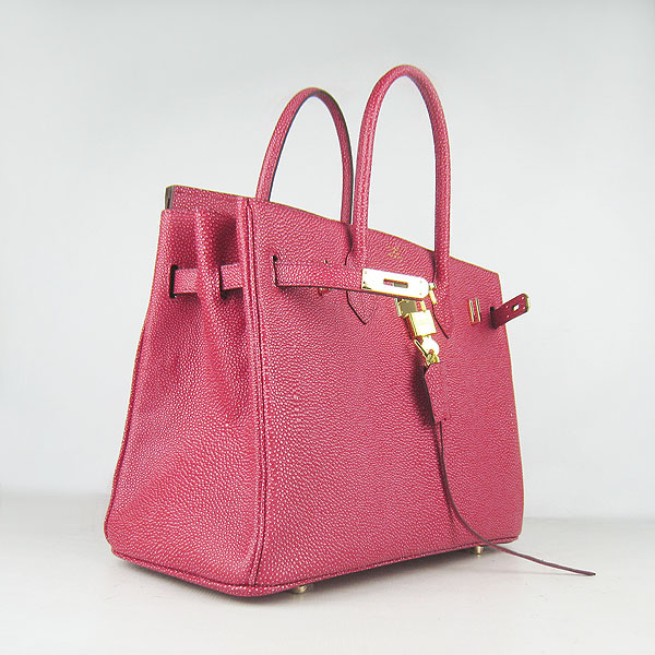 High Quality Fake Hermes Birkin 35CM Pearl Veins Leather Bag Red 6089 - Click Image to Close